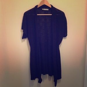 Long black knit cardigan